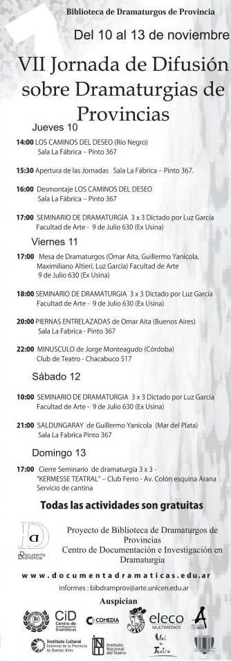 Afiche de la VII Jornada de Difusión sobre Dramaturgias de Provincias Afiche de la VII Jornada de Difusión sobre Dramaturgias de Provincias