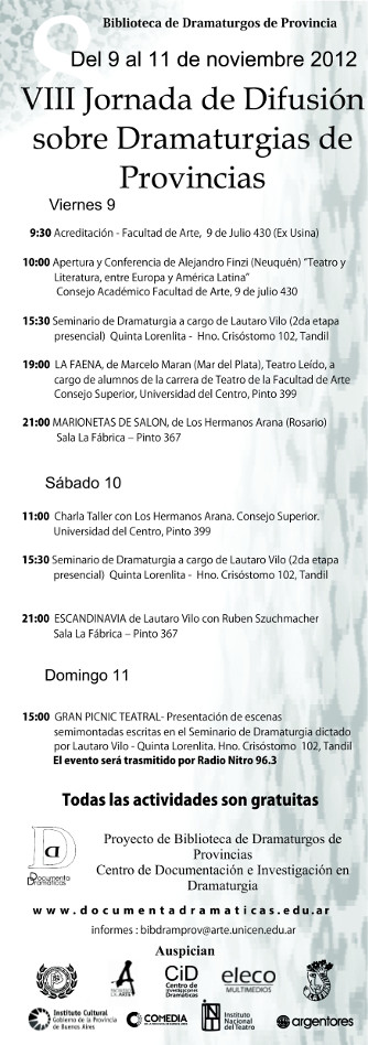 Afiche de la VIII Jornada de Difusión sobre Dramaturgias de Provincias Afiche de la VIII Jornada de Difusión sobre Dramaturgias de Provincias
