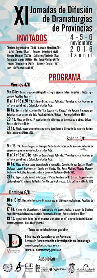 Afiche de la XI Jornada de Difusión sobre Dramaturgias de Provincias Afiche de la XI Jornada de Difusión sobre Dramaturgias de Provincias